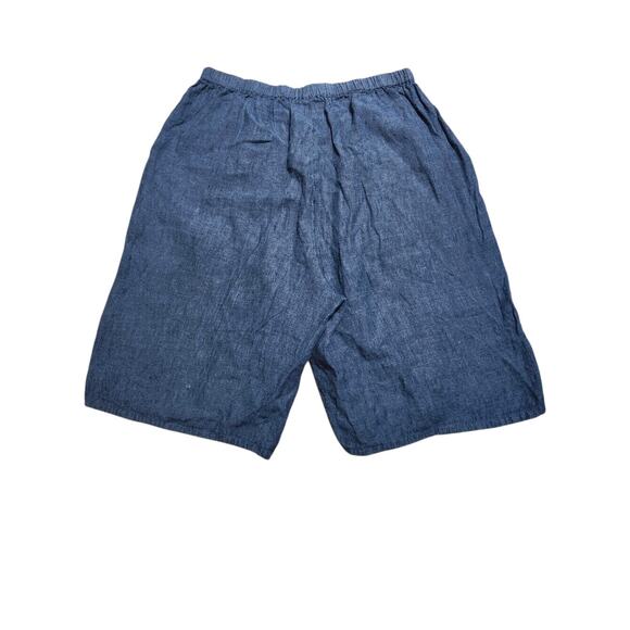 FLAX By Jeanne Engelhart 100% Linen Shorts High Rise Blue Sz M Pull On Casual - Picture 4 of 8